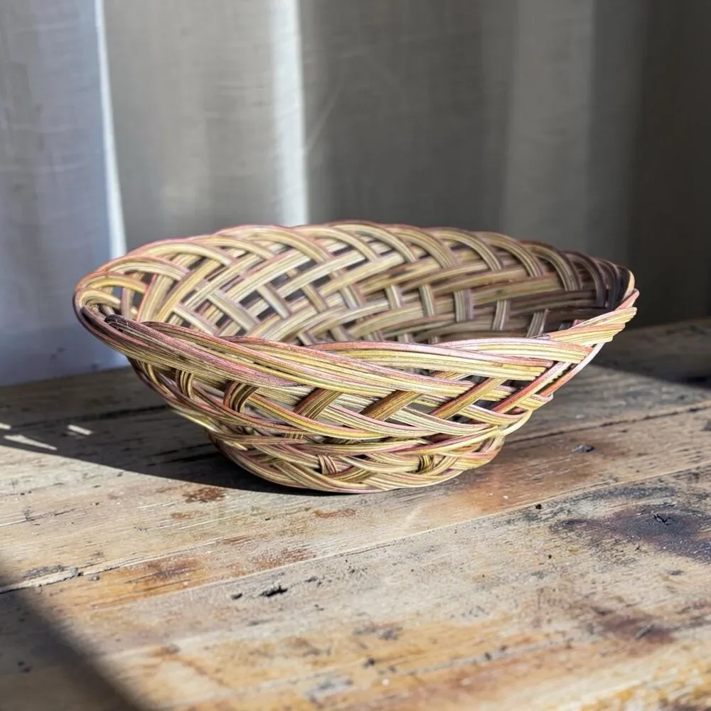 Oval Handwoven Wicker Basket Brown Woven Pattern 1 PC Rustic Farmhouse Decor